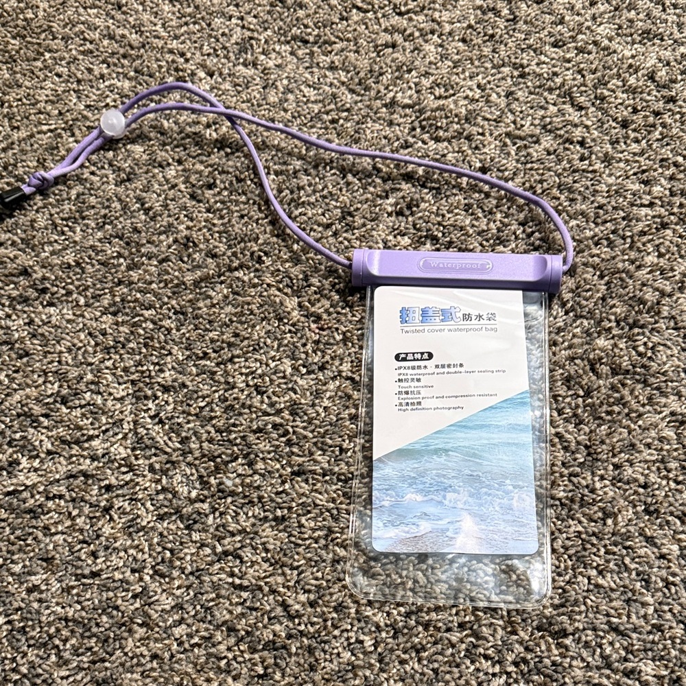 Source Unknown Clear Waterproof Phone Case with Lavender Strap